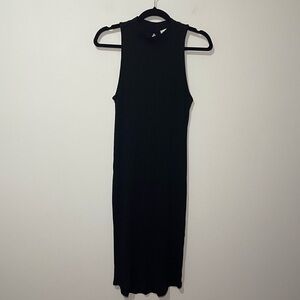 Abercrombie & Fitch Women’s Black Ribbed Mock Neck casual Midi Dress Size L